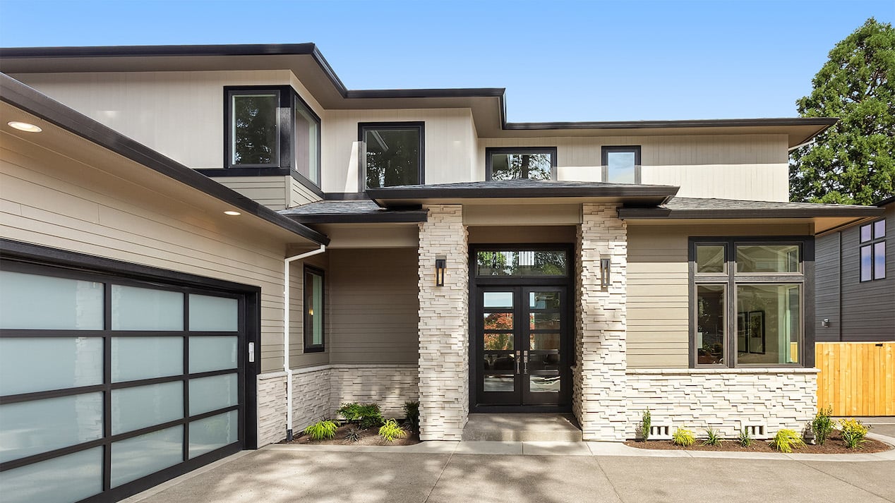 modern luxury home with flat roof