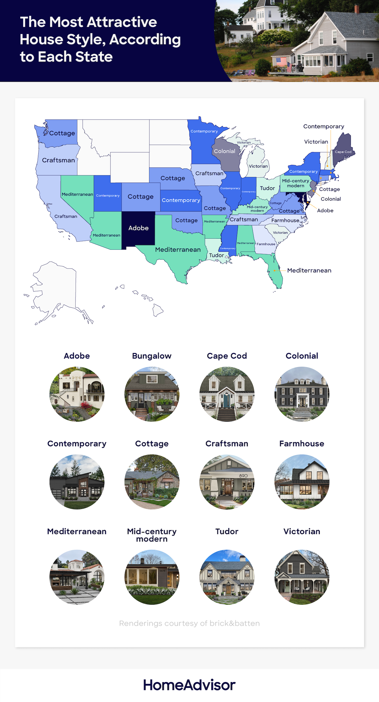 the most popular house style in every state map