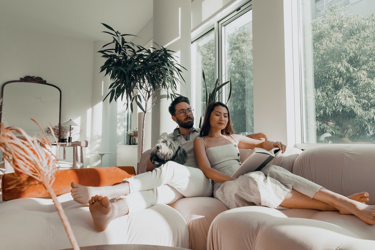 Couple sitting on couch